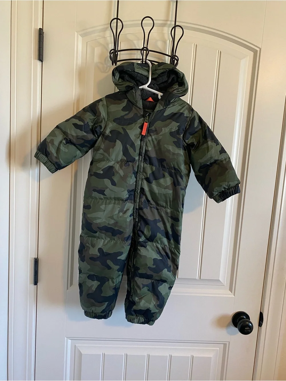GAP Hooded Down Camo One-Piece Snowsuit - Olive, Dark Green & Black